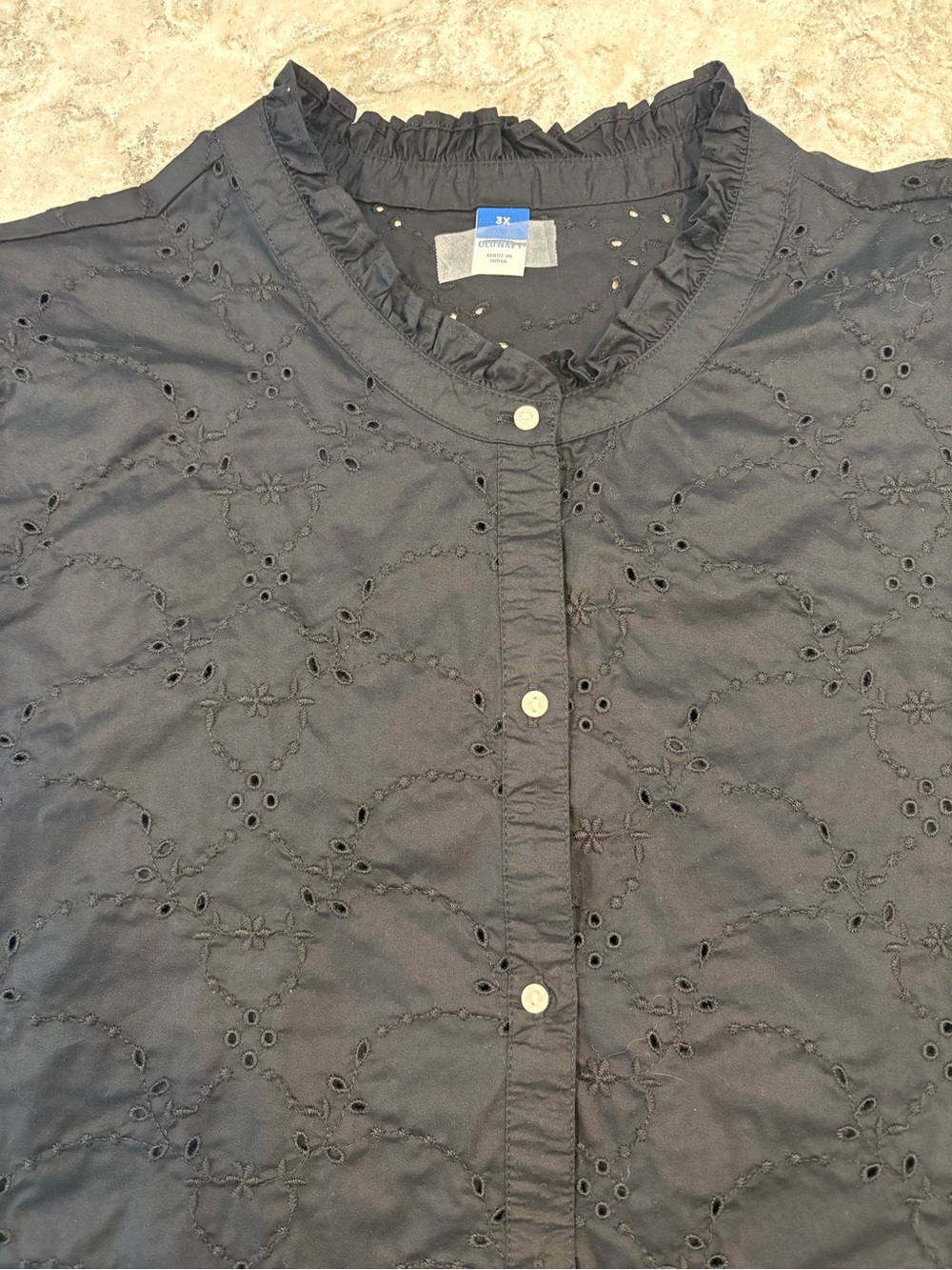 Old Navy Ruffle-Neck Eyelet Cutwork Shirt - Picture 3 of 10